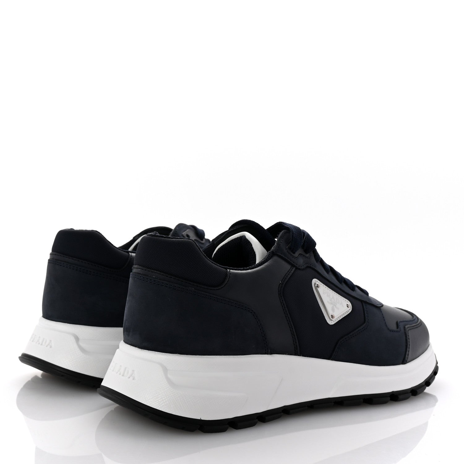 Prada Rois Nylon Triangle Logo Mens Low Top Sneakers 8.5 Bluette 5 of 10