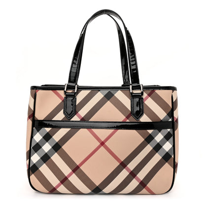 Burberry Nova Check Patent Medium Emmy Tote Black 1 of 11