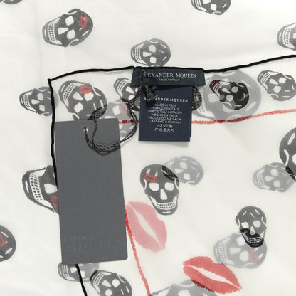 Alexander McQueen Silk Skull Kisses Scarf Black White 4 of 4
