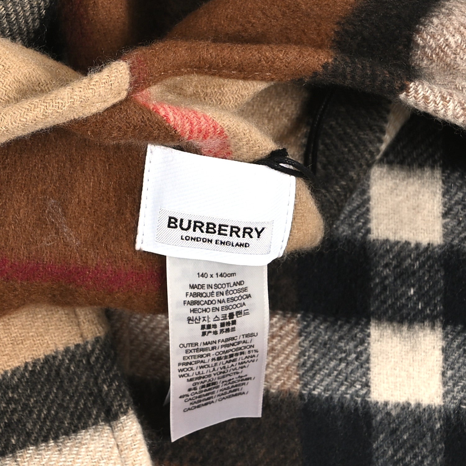 Burberry Wool Giant Check Central Split Cape Scarf Archive Beige Dark Birch Brown 3 of 3