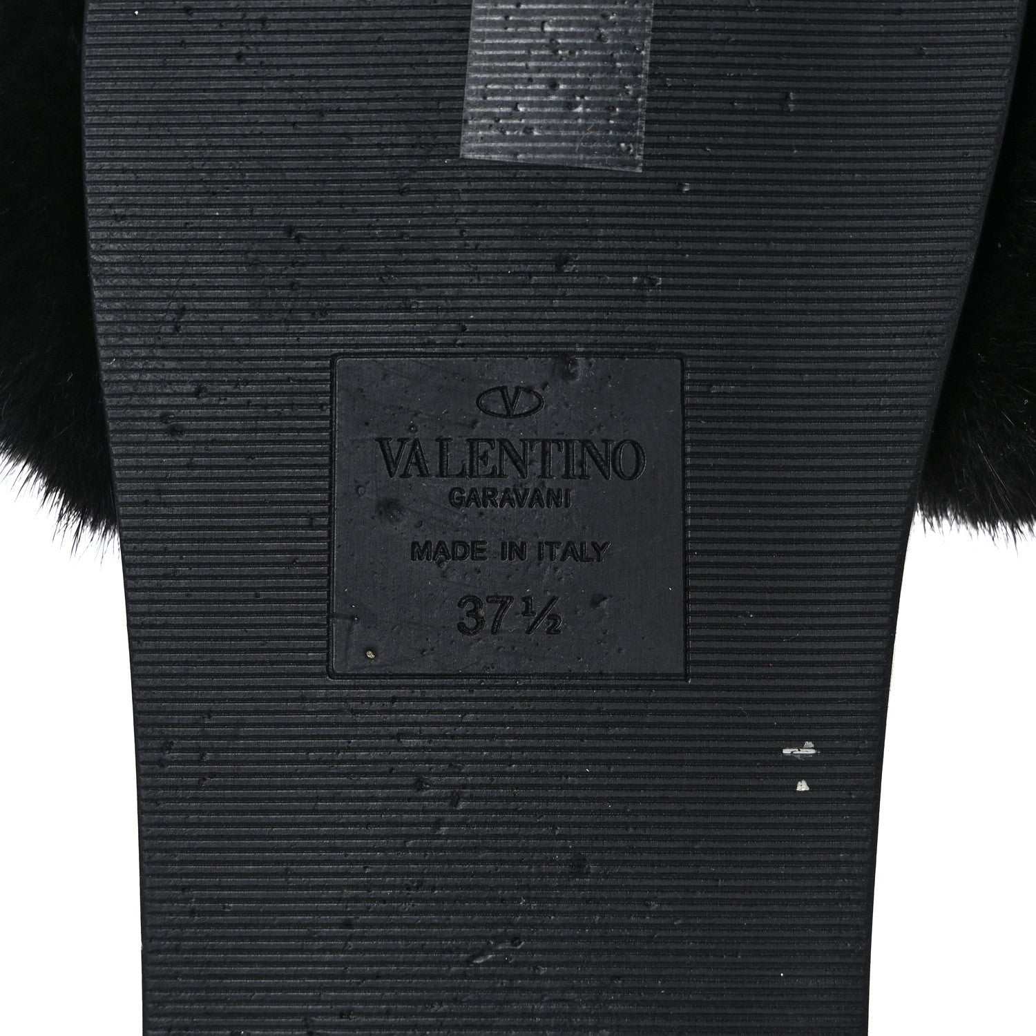 Valentino Garavani Mink Fur Rockstud Slide Sandals 37.5 Black 6 of 8