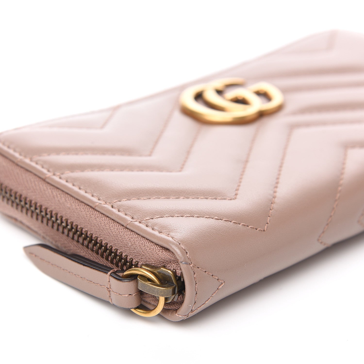 Gucci Calfskin Matelasse GG Marmont Zip Around Wallet Porcelain Rose 10 of 10