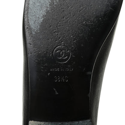 Chanel Lambskin Patent Cap Toe Camellia Ballerina Flats 38.5 Black 5 of 9