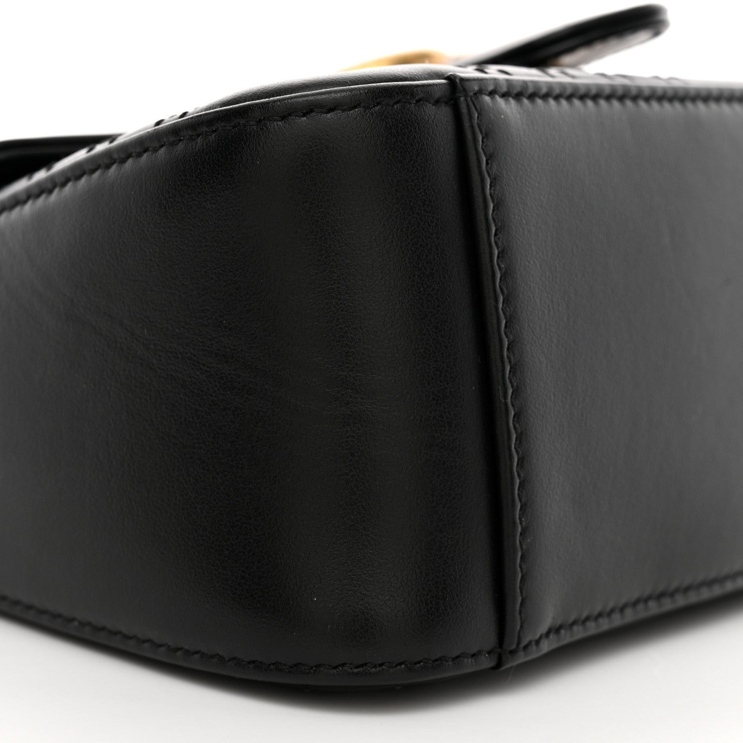 Gucci Calfskin Matelasse Mini GG Marmont Top Handle Shoulder Bag Black 9 of 11