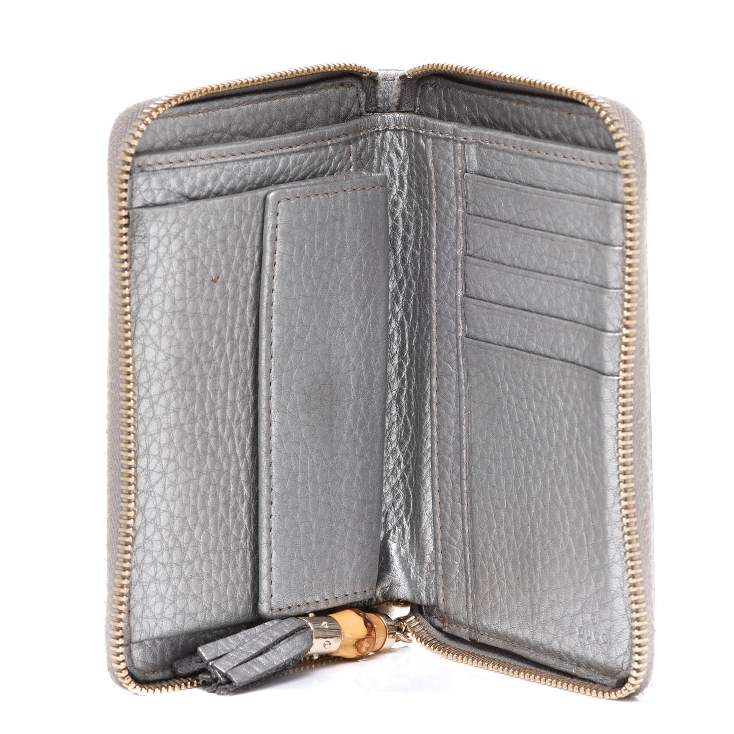 Monogram Bamboo Zip Around Compact Wallet Silver