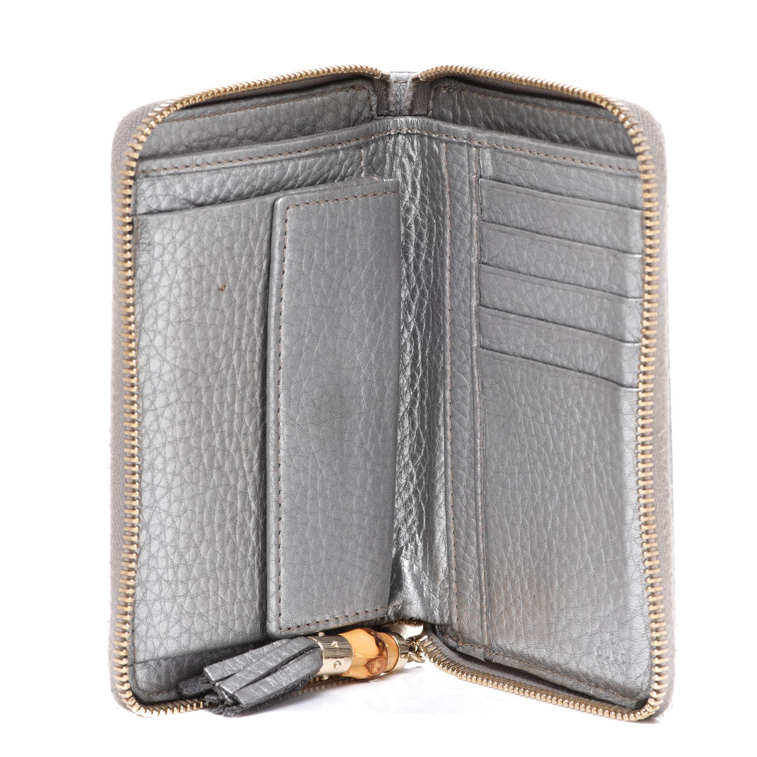 Gucci Monogram Bamboo Zip Around Compact Wallet Silver 5 of 12