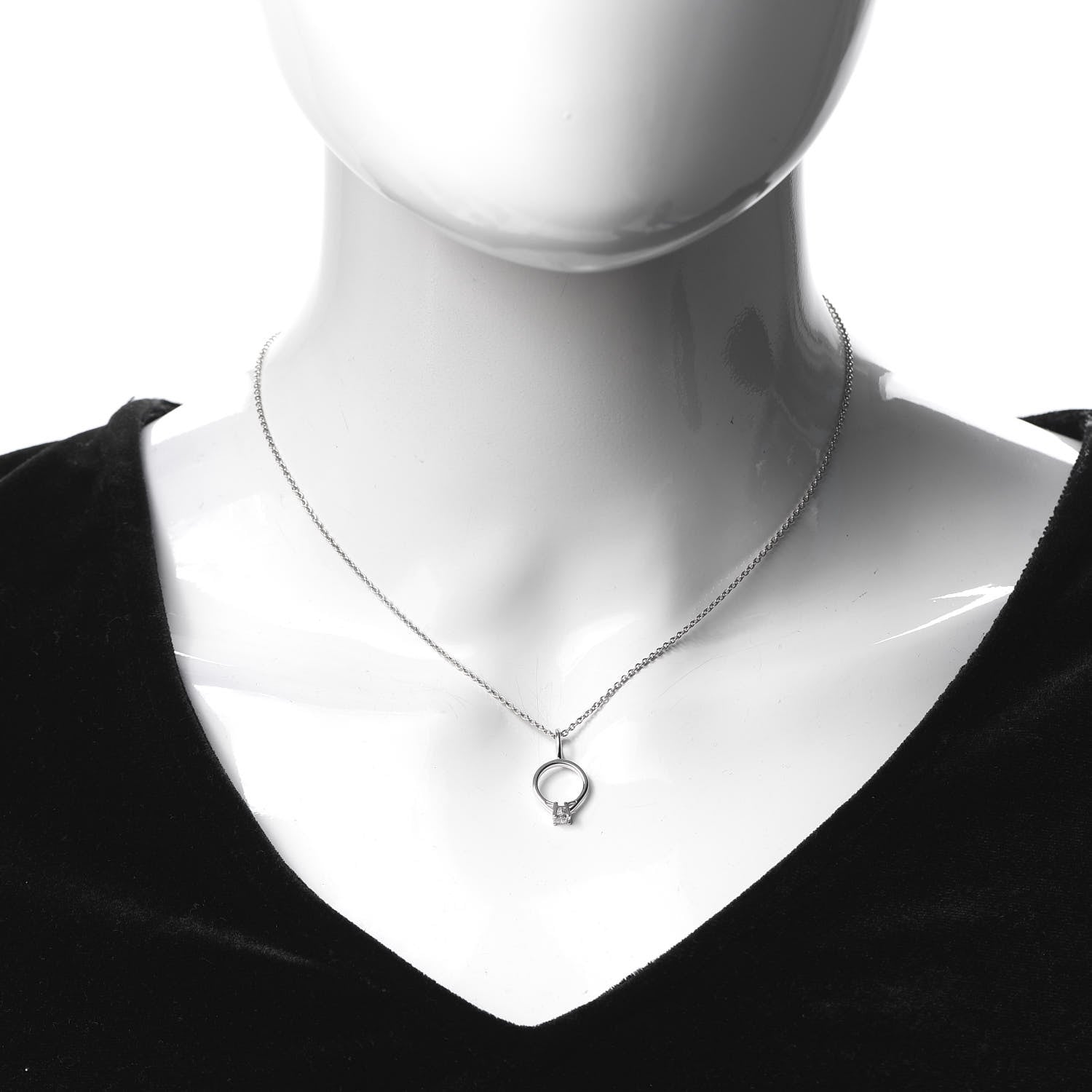 Harry Winston Platinum Diamond Engagement Ring Charm Pendant Necklace 2 of 7