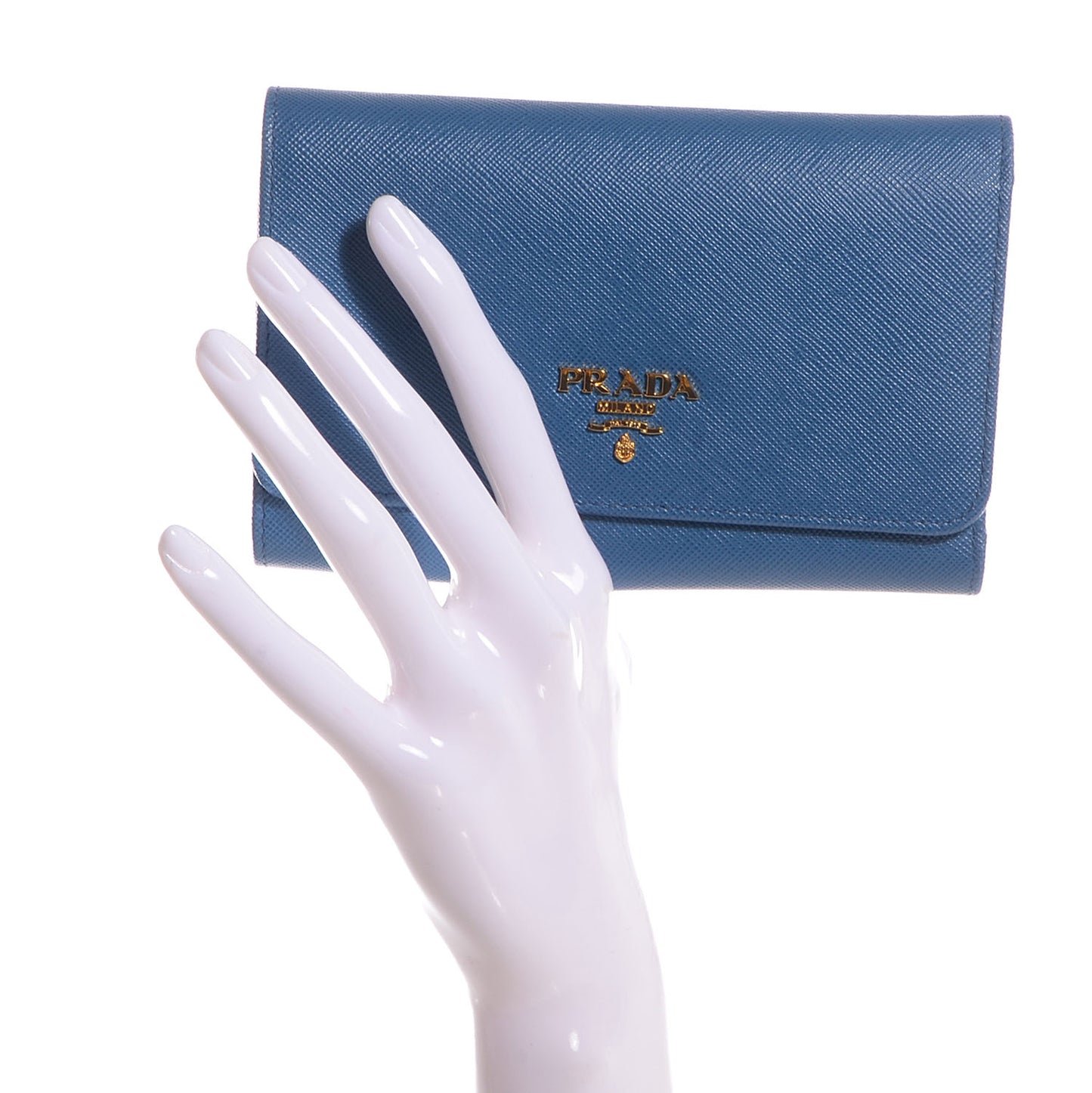 Saffiano Metal Flap Wallet Cobalto