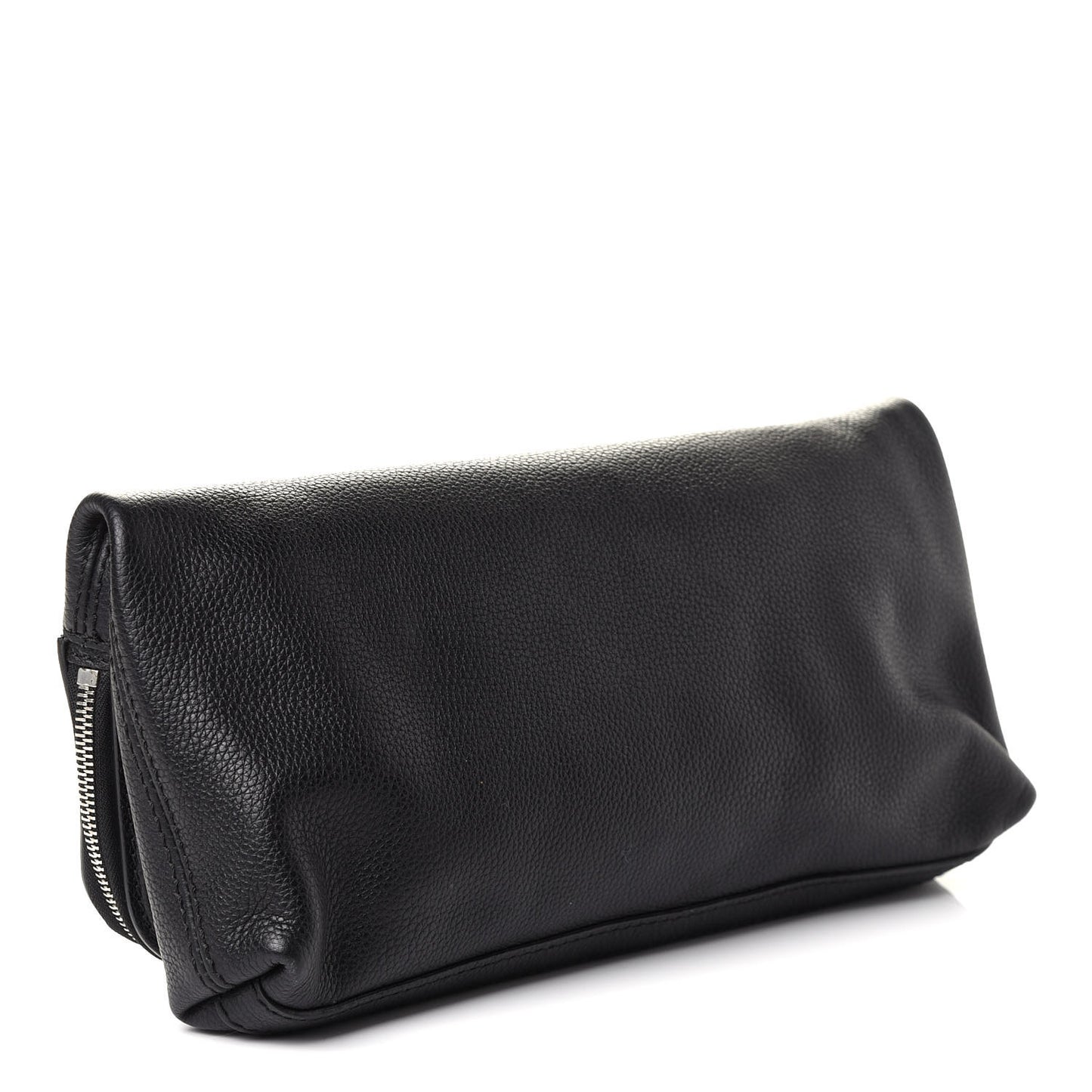 Grainy Calfskin Padlock Skull Clutch Black