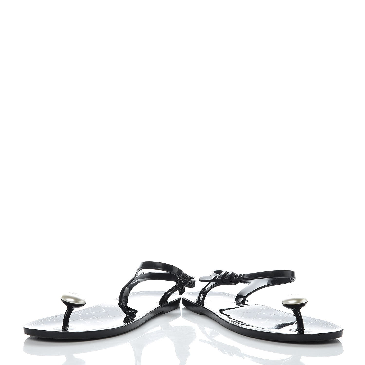 Chanel Jelly Pearl CC Thong Sandals 41 Black 5 of 9