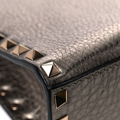 Valentino Garavani Metallic Pebbled Calfskin Medium Rockstud Flip Lock Crossbody Bag Sasso 10 of 14