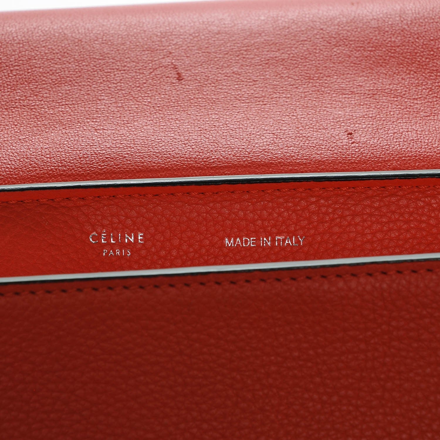 Celine Drummed Calfskin Suede Medium Trapeze Vermillion 5 of 7