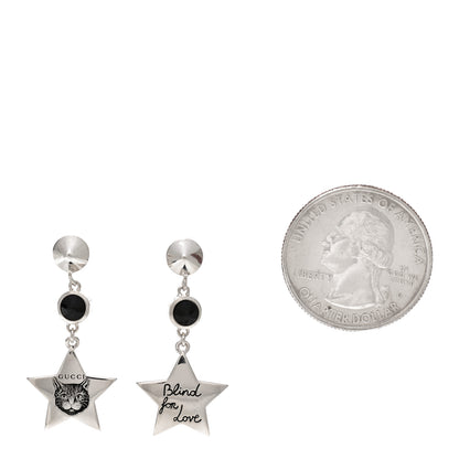 Gucci Sterling Silver Black Spinel Blind for Love Star Drop Earrings 2 of 5