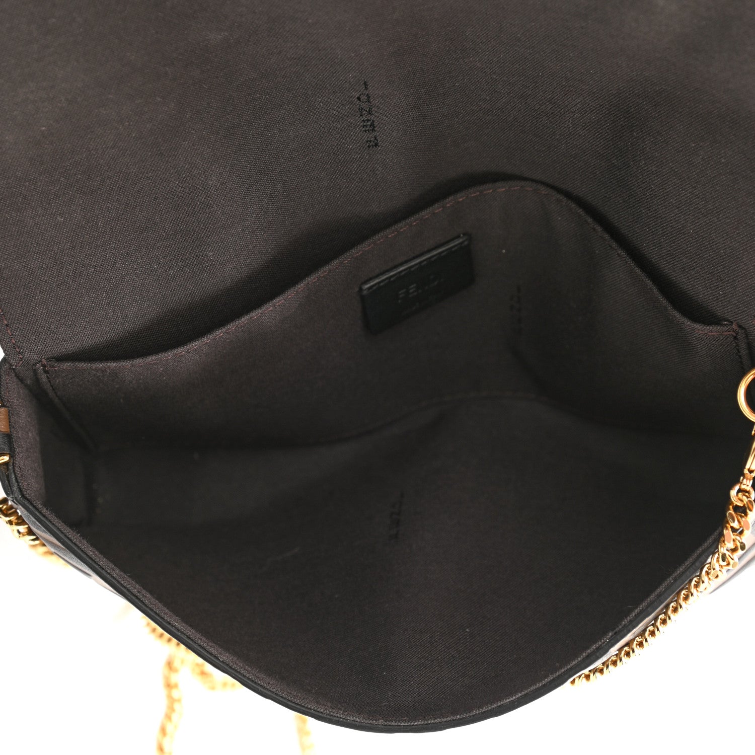 Fendi Vitello Soft F is Fendi Bi-Color FF 1974 Embossed Envelope Wallet On Chain with Pouches Maya Black 6 of 10