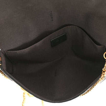 Fendi Vitello Soft F is Fendi Bi-Color FF 1974 Embossed Envelope Wallet On Chain with Pouches Maya Black 6 of 10
