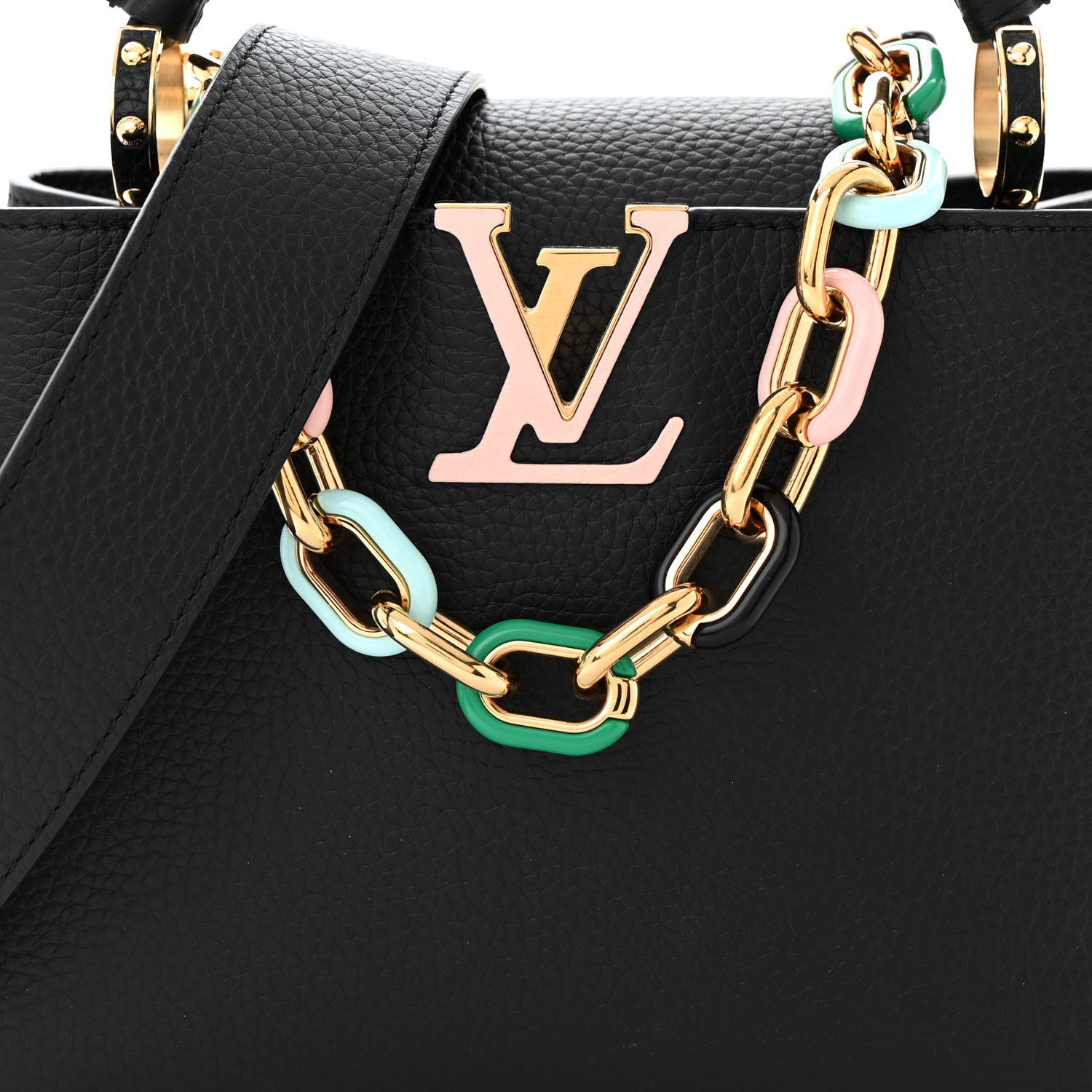 Louis Vuitton Taurillon Enamel Chain Capucines BB Black Multicolor 7 of 10