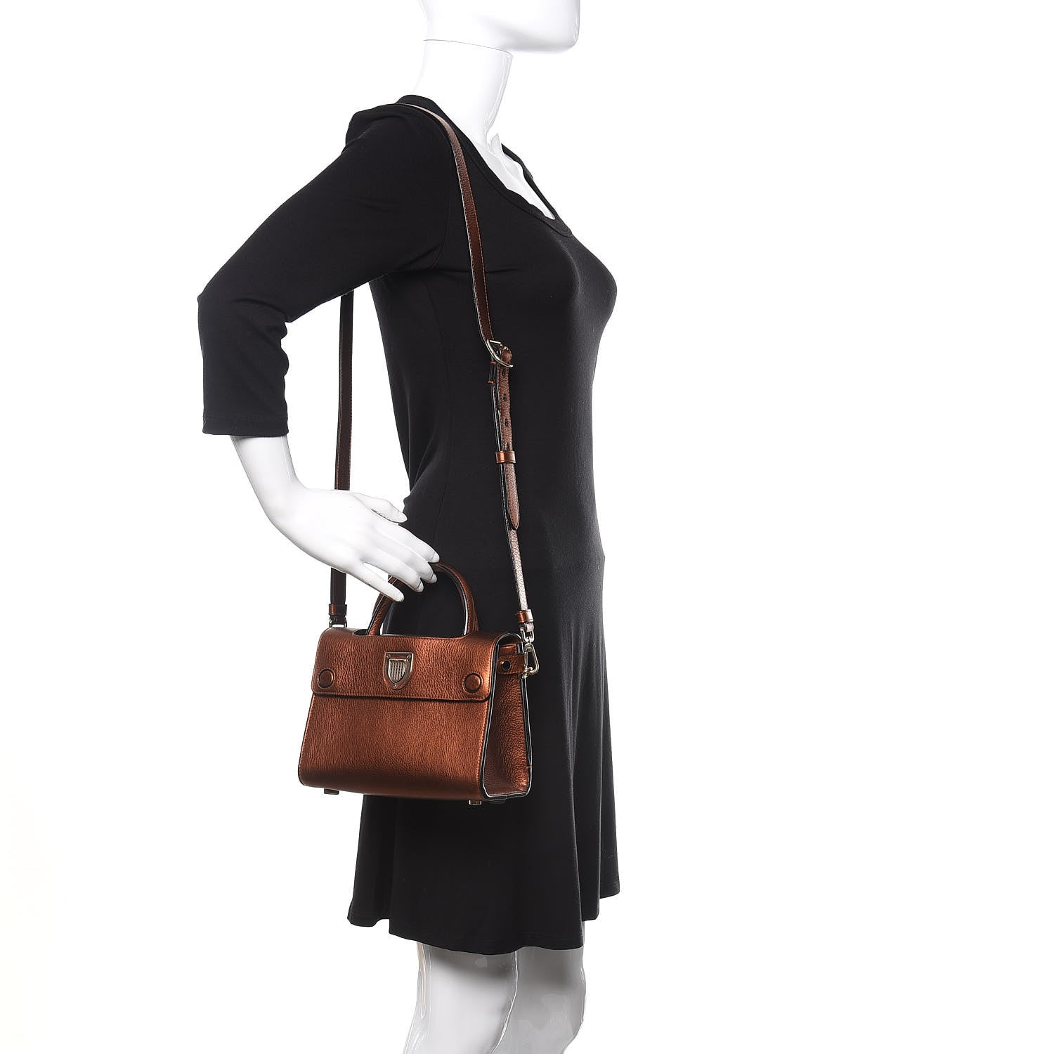 Christian Dior Metallic Grained Calfskin Mini Diorever Flap Orange 2 of 12