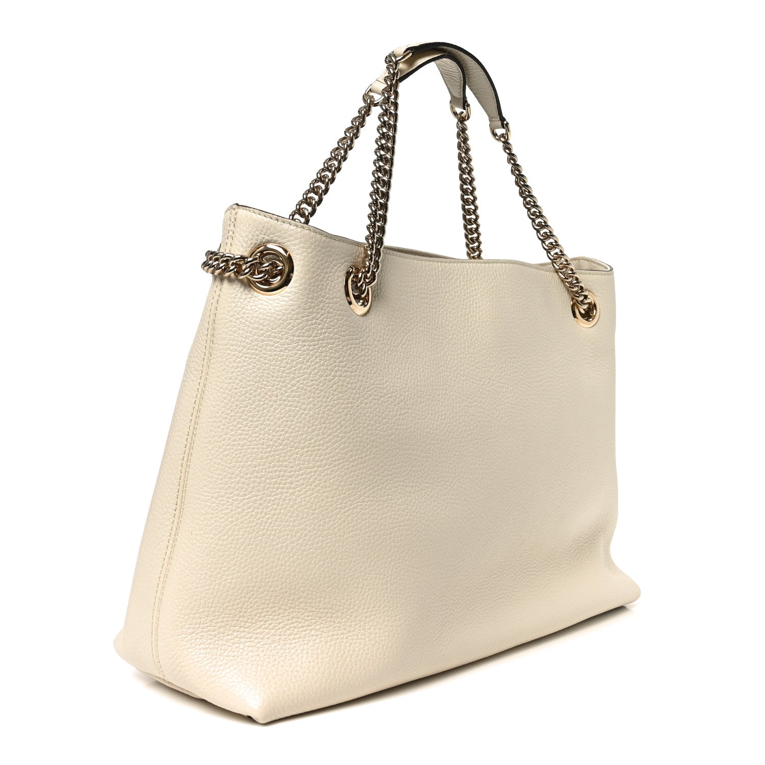 Gucci Pebbled Calfskin Medium Soho Chain Shoulder Bag Off White 3 of 10