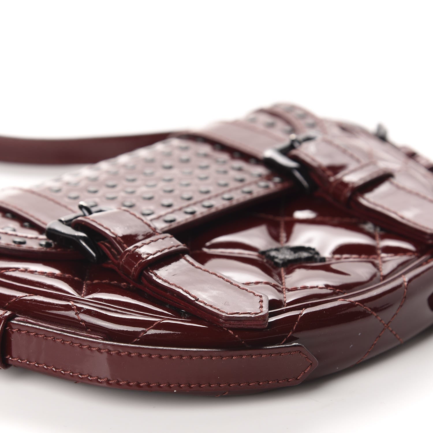 Burberry Patent Studded Crossbody Burgundy 6 of 11