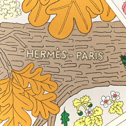 Hermes Silk Dans Les Bras De Selene Scarf 90 Vert Jaune Corail 2 of 5