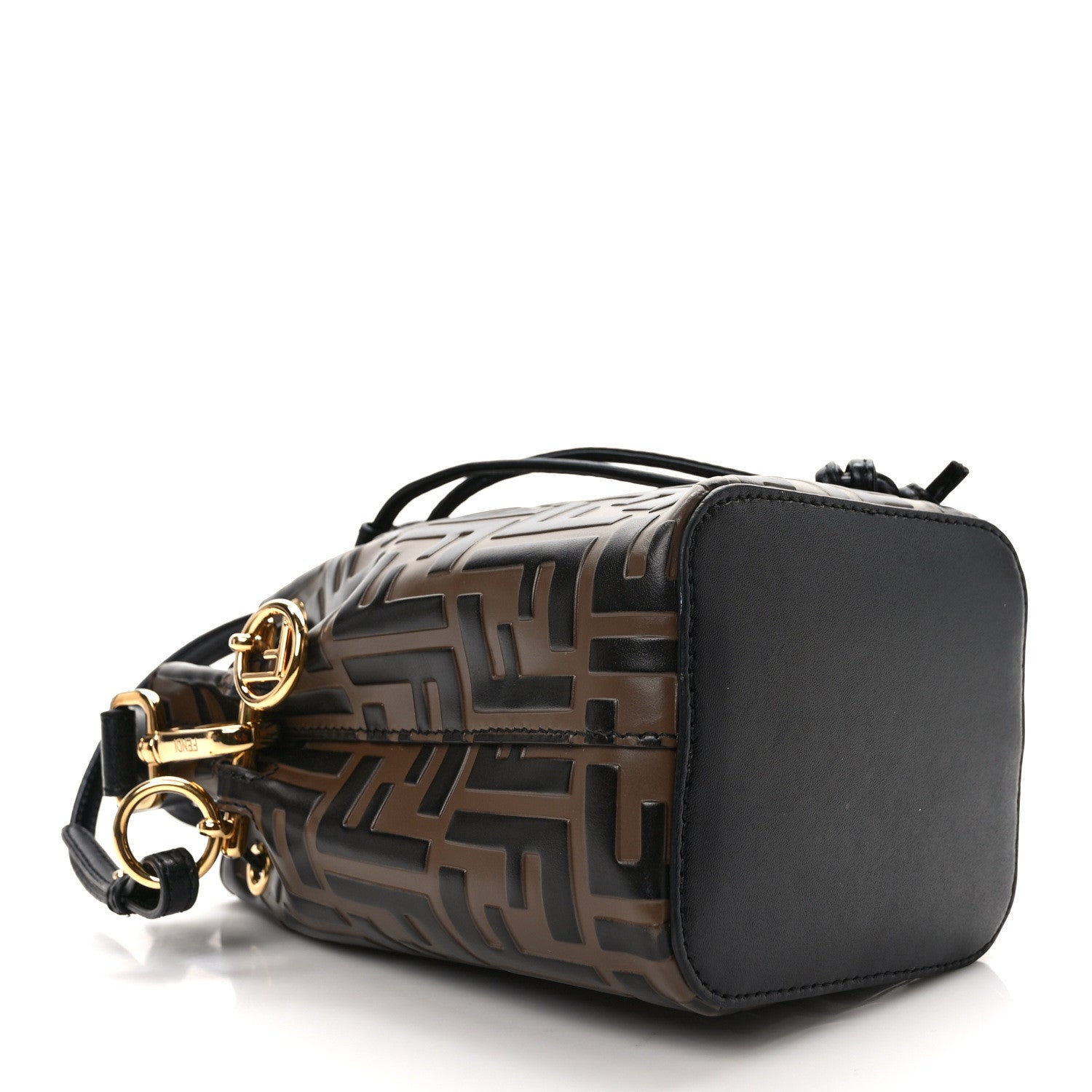 Fendi Vitello Liberty F is Fendi Bi-Color FF 1974 Embossed Mini Mon Tresor Bucket Bag Maya Black 4 of 9