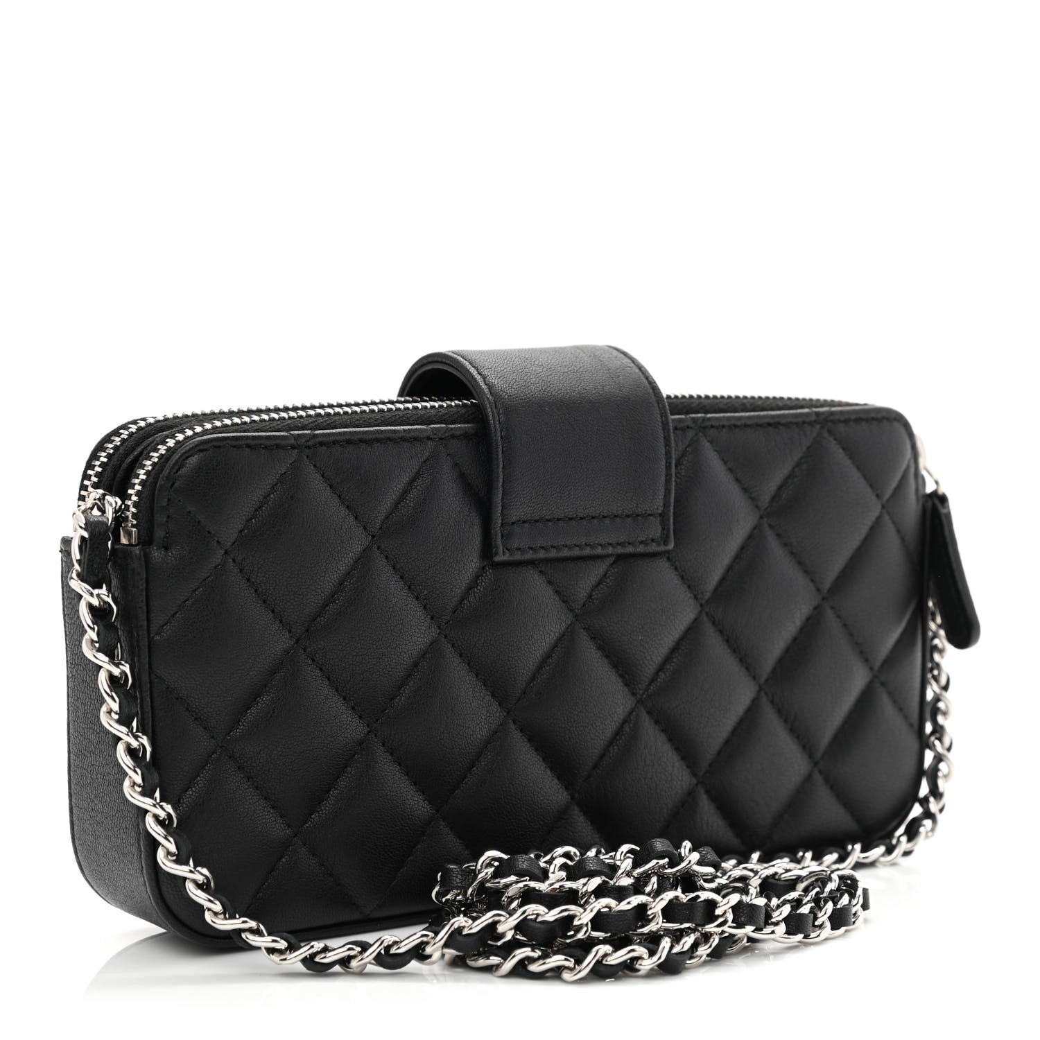 Chanel Lambskin Quilted CC Box Clutch With Chain Black 3 of 14