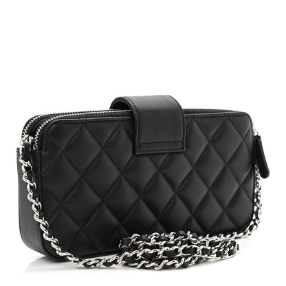 Chanel Lambskin Quilted CC Box Clutch With Chain Black 3 of 14