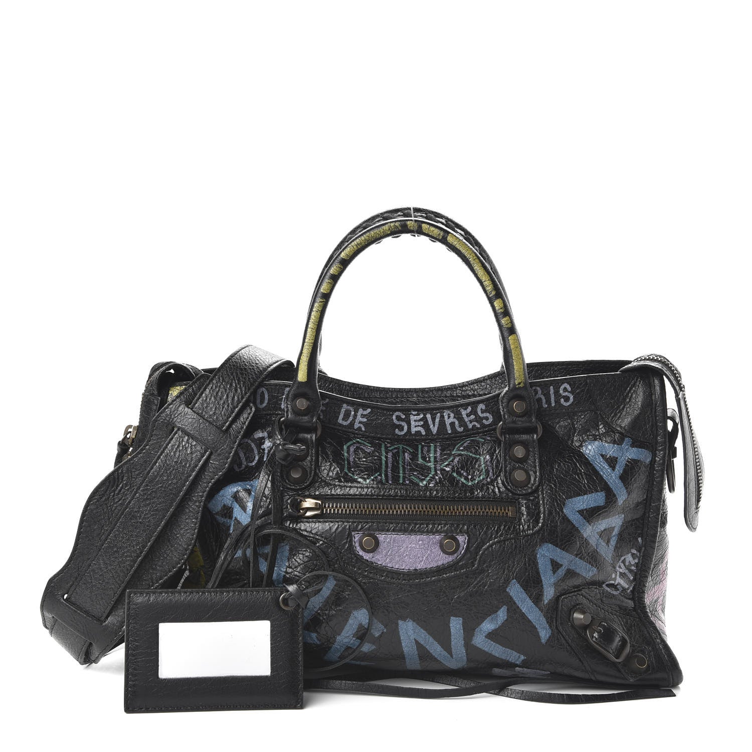Balenciaga Agneau Graffiti All Over Classic Hardware S City Black Multicolor 1 of 9