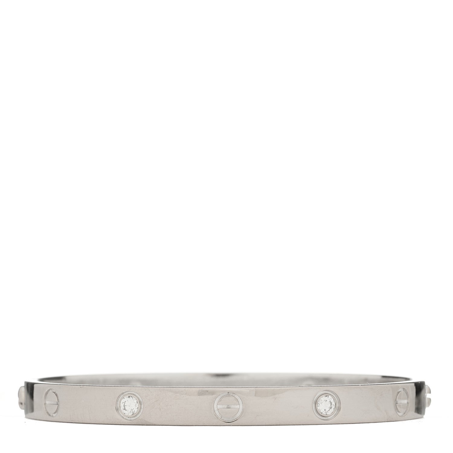 Cartier 18K White Gold 4 Diamond Love Bracelet 18 1 of 7