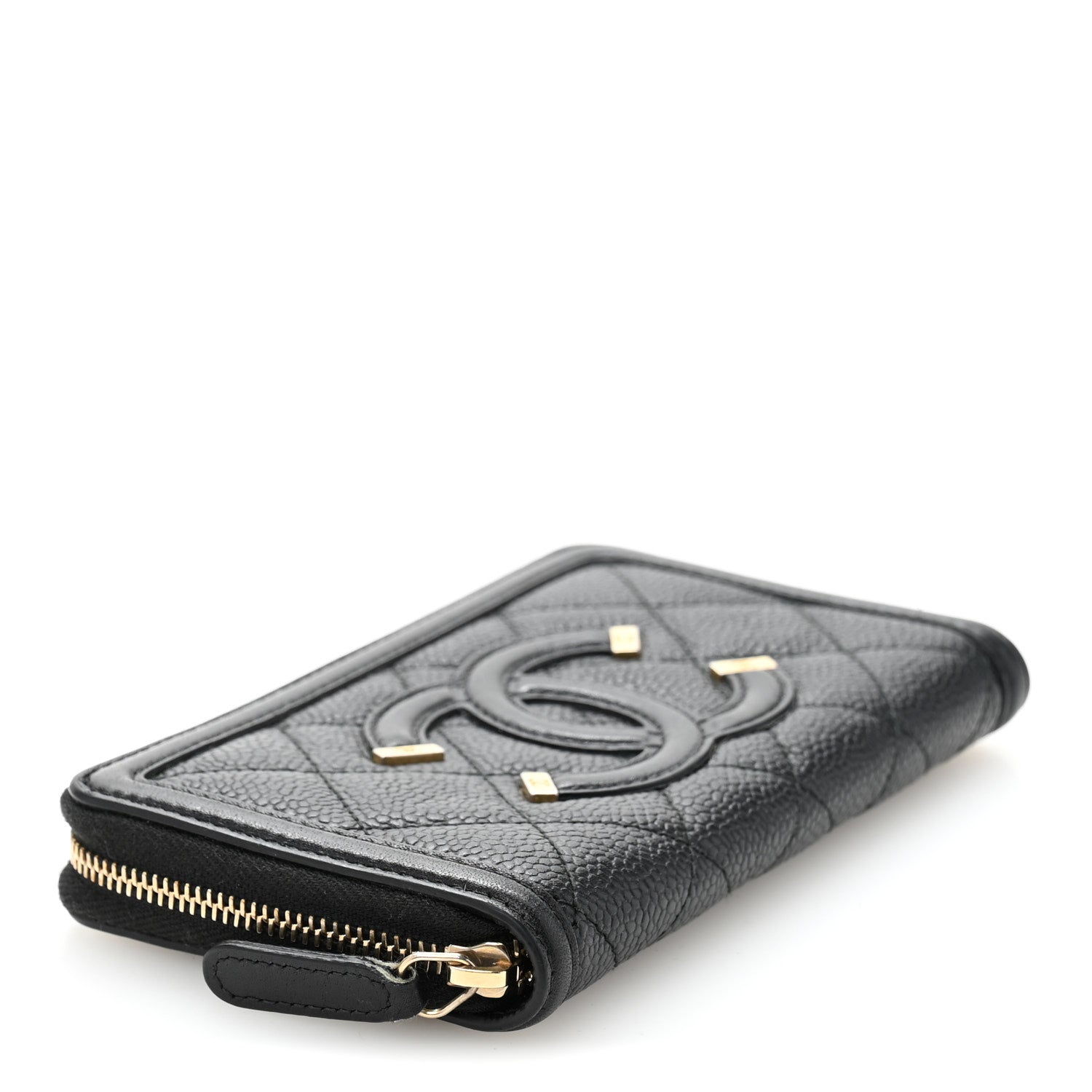 Chanel Caviar Quilted Medium Filigree Zip Around Wallet Black 4 of 11