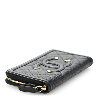 Chanel Caviar Quilted Medium Filigree Zip Around Wallet Black 4 of 11