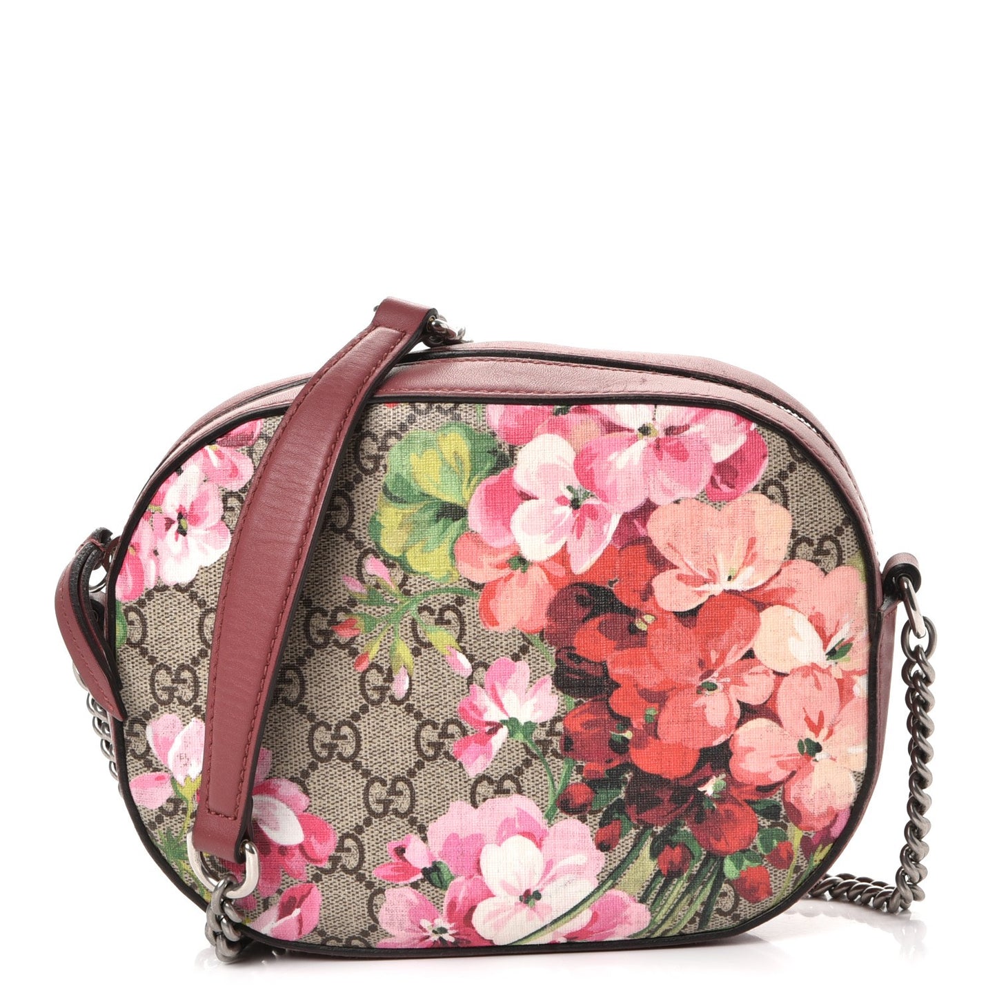GG Supreme Monogram Blooms Mini Chain Shoulder Bag Beige Multicolor Dry Rose