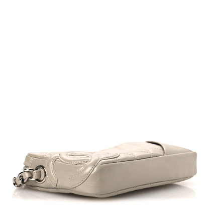Chanel Metallic Aged Calfskin Quilted Cotton Club Pochette Argent Clair 4 of 14
