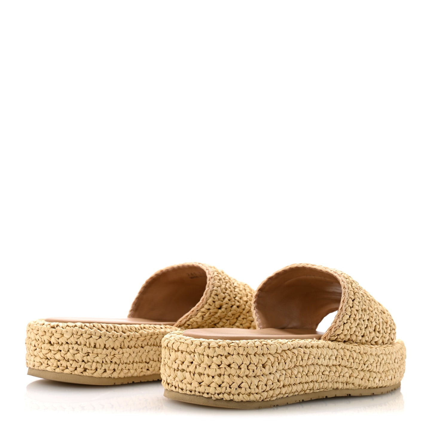 Raffia Metal Triangle Logo Woven Flatform 35mm Slide Sandals 36 Naturale
