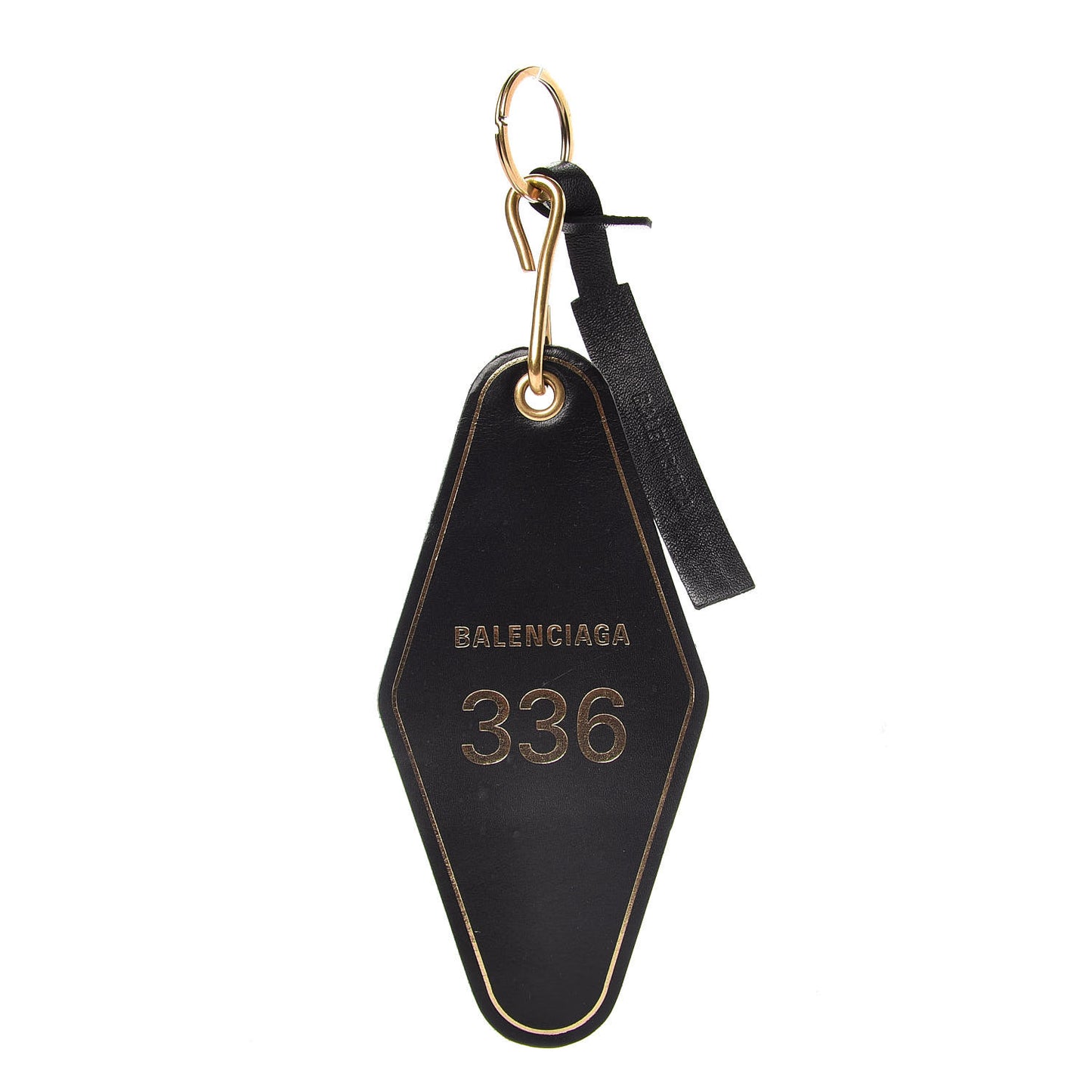 Calfskin Hotel Diamond Key Ring Black