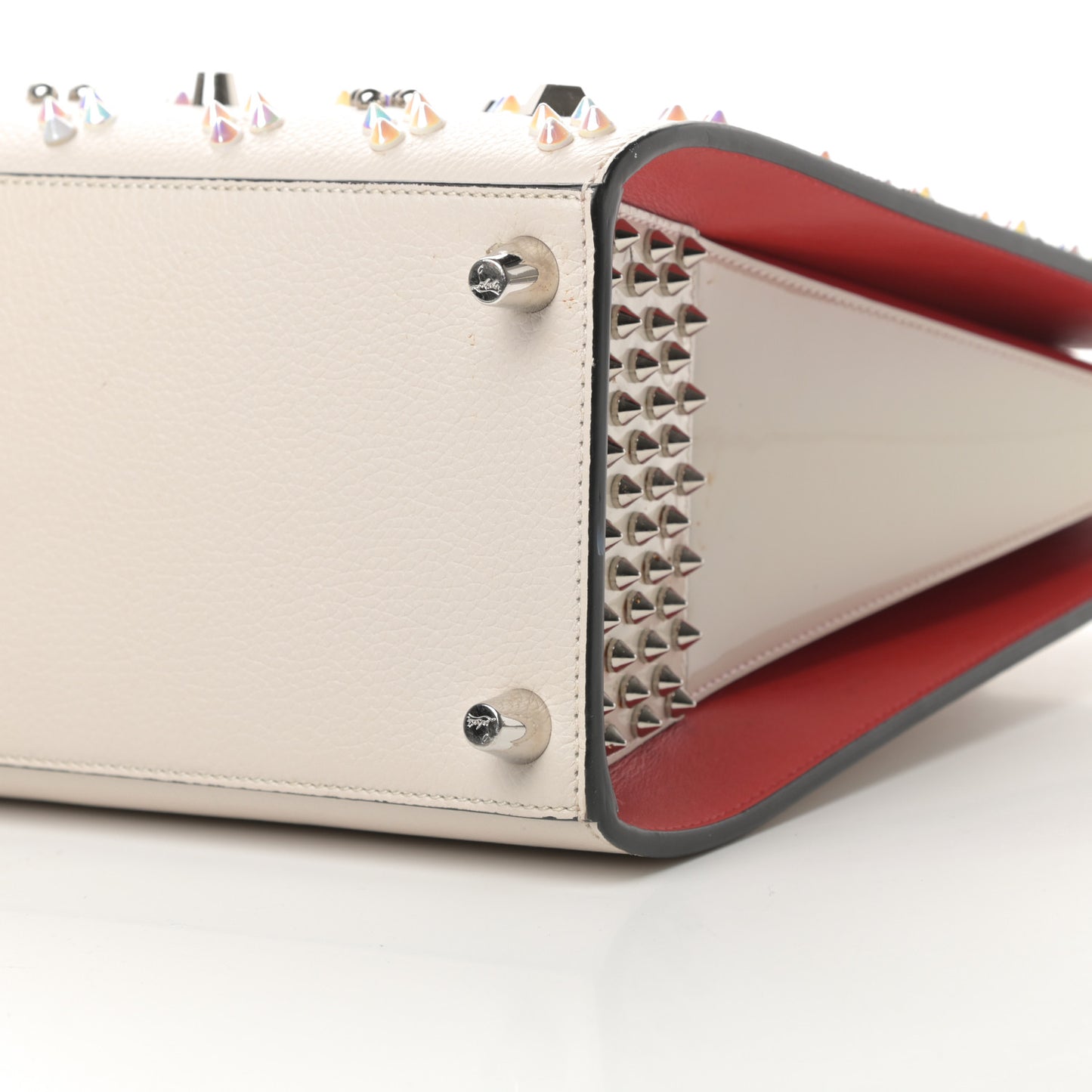 Calfskin Spikes Loubinthesky Medium Paloma Ivory