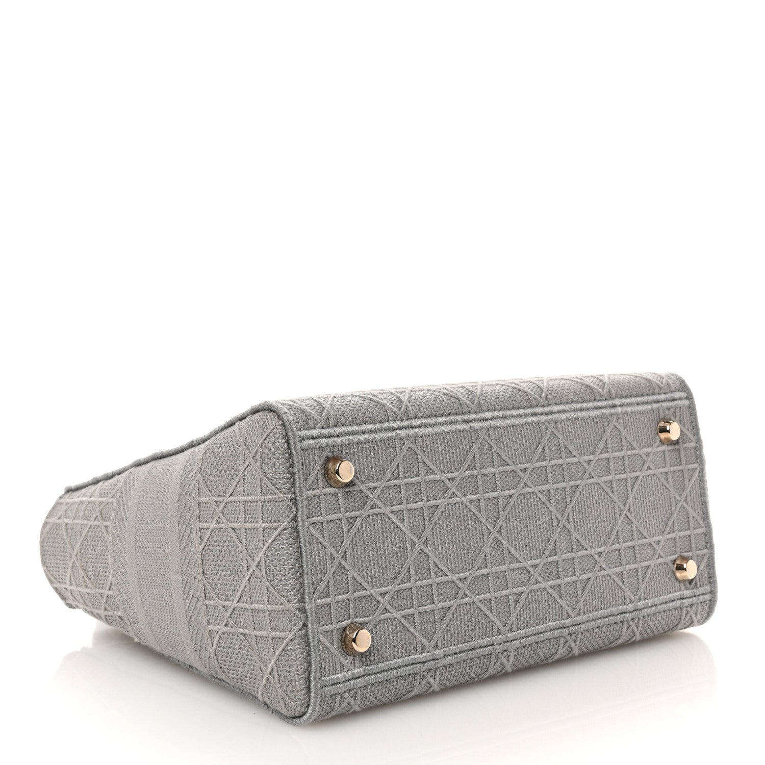 Christian Dior Canvas Embroidered Cannage Medium Lady D-Lite Gray 4 of 10
