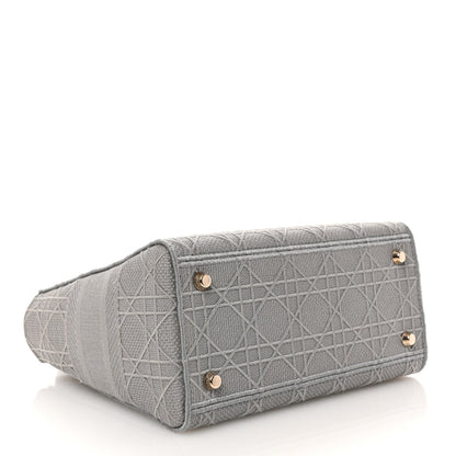 Christian Dior Canvas Embroidered Cannage Medium Lady D-Lite Gray 4 of 10