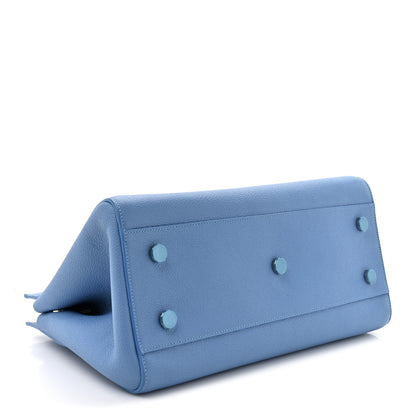 Saint Laurent Grained Calfskin Small Rive Gauche Cabas Blue Clair 4 of 12
