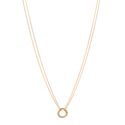 Cartier 18K Pink Yellow White Gold Trinity Double Chain Pendant Necklace 1 of 5