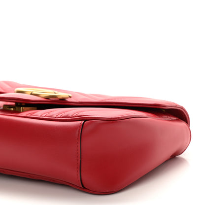 Gucci Calfskin Matelasse Small GG Marmont Shoulder Bag Hibiscus Red 8 of 9