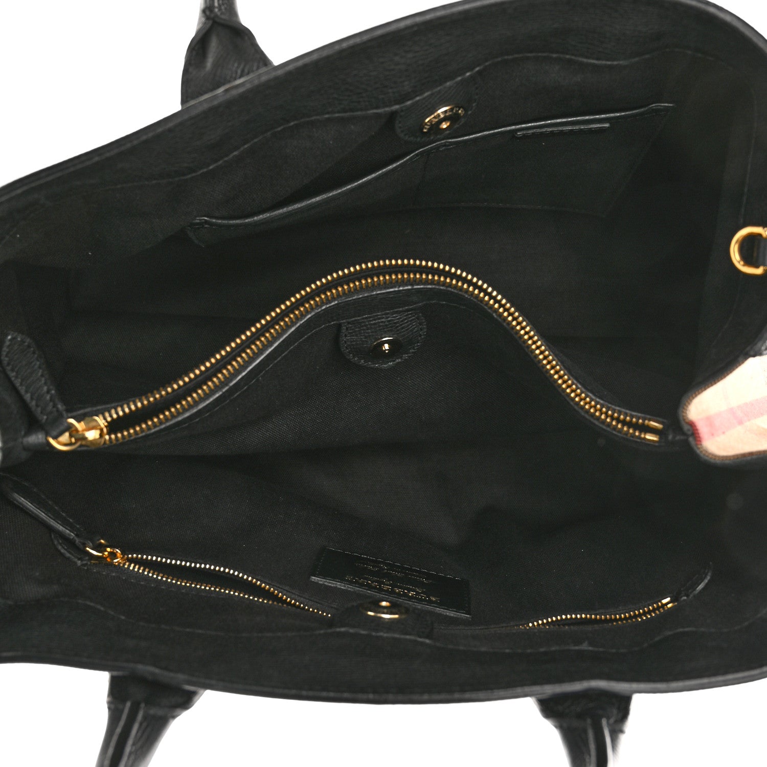 Burberry Grainy Calfskin House Check Large Banner Tote Black 5 of 14