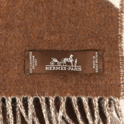 Hermes Cashmere Chevron Muffler Noisette Ecru 3 of 3