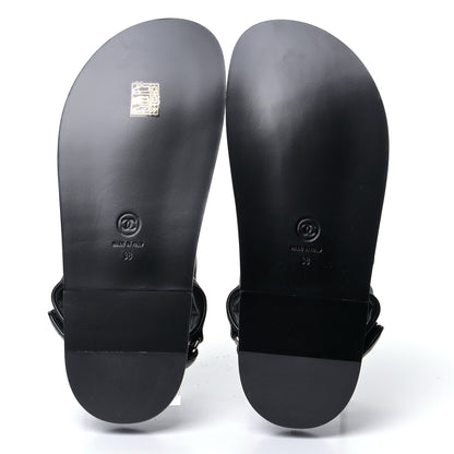 Chanel Lambskin Velcro Dad Sandals 38 Black 5 of 8