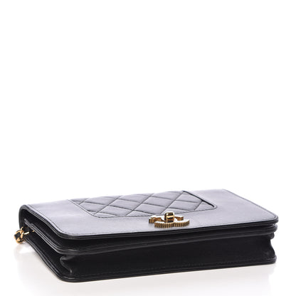 Chanel Sheepskin Quilted Mademoiselle Vintage Wallet On Chain WOC Black 4 of 14
