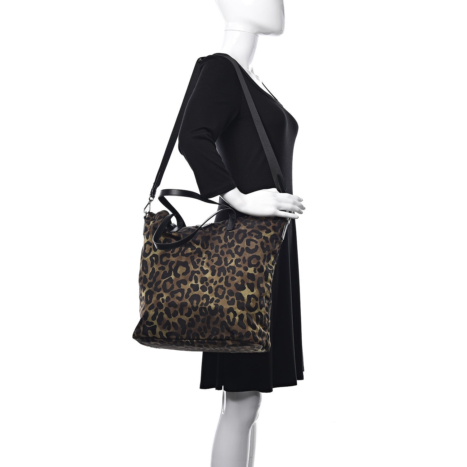 Prada Tessuto Nylon Saffiano Leopard Print Tote Mimetico 2 of 10