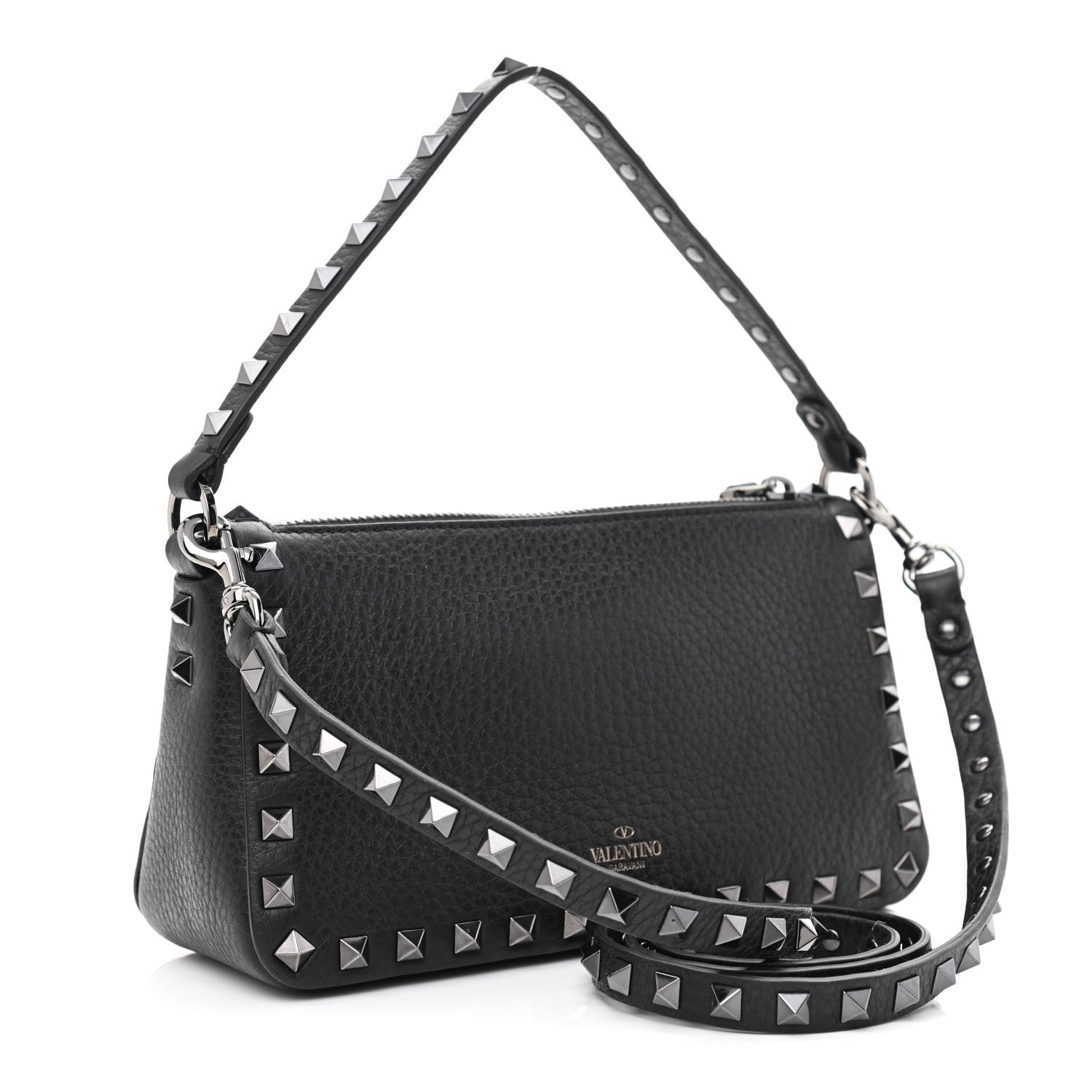 Valentino Garavani Grained Calfskin Small Rockstud Crossbody Bag Black 3 of 10