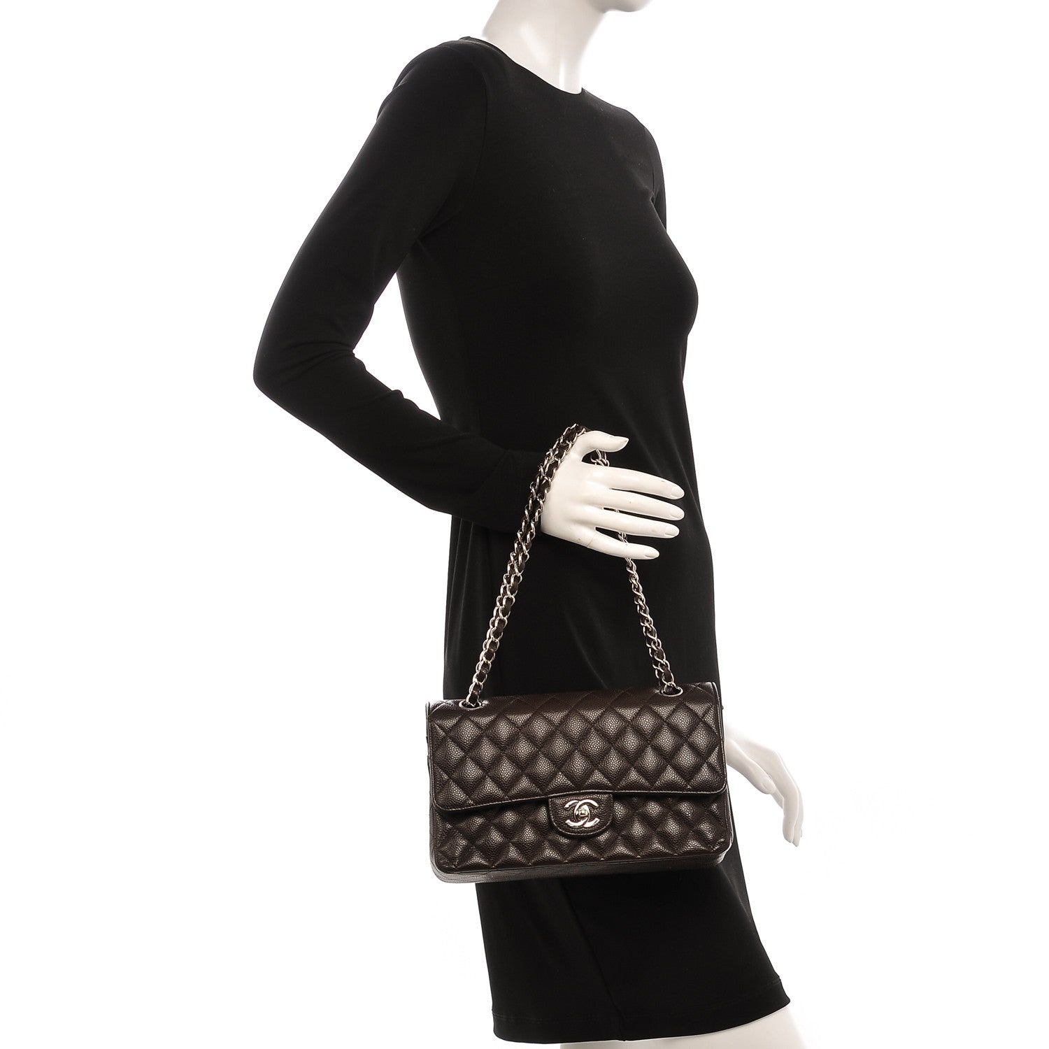 Chanel Caviar Quilted Medium Double Flap Brown 2 of 9
