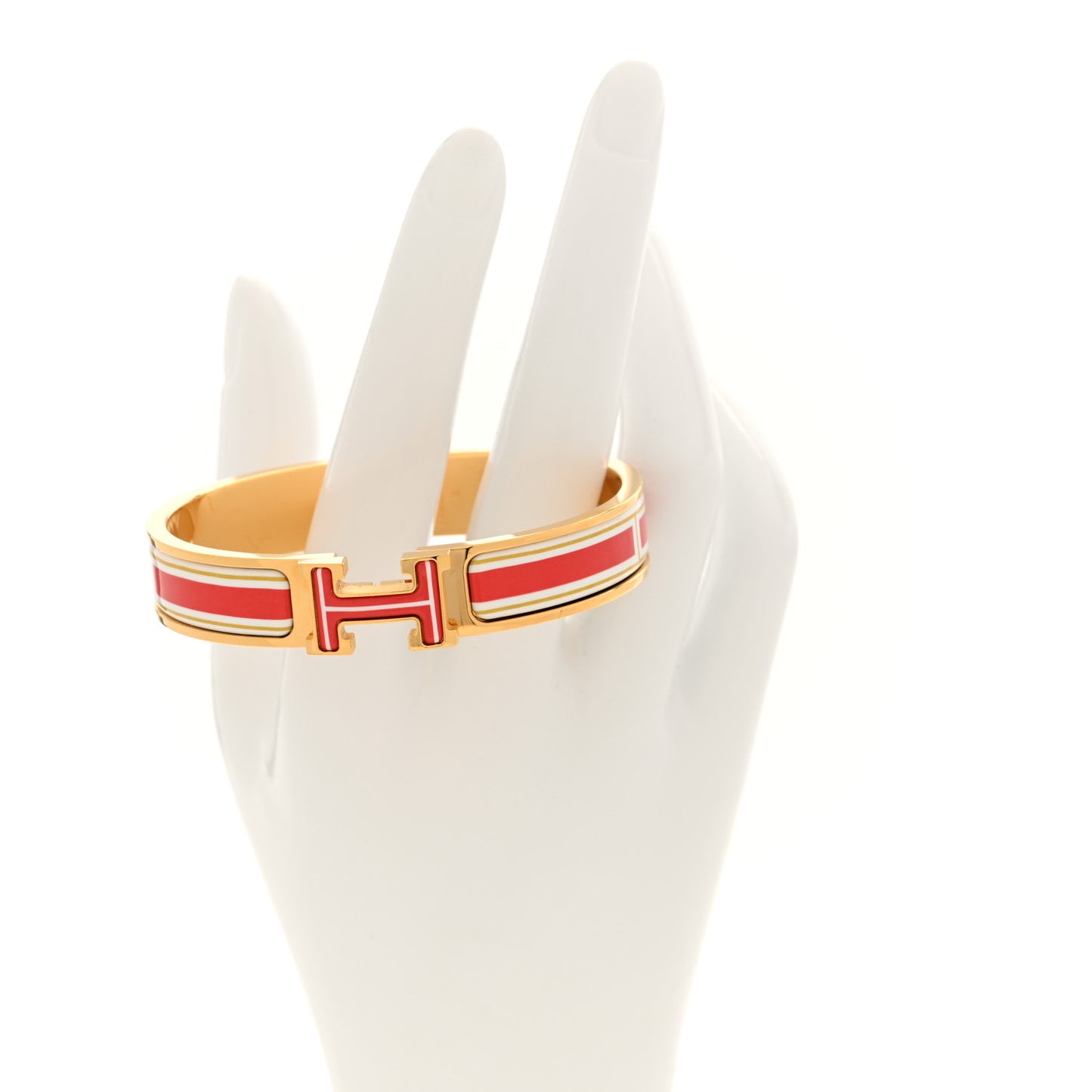 Enamel Printed Jumping F Narrow Clic Clac H Bracelet GM  Rouge Classique