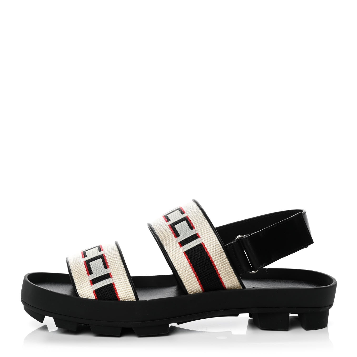 Gucci Nylon Cirano Lux Stripe Mens Cleat Sole Slingback Sandals 9 Ecru Poppy Black 1 of 9